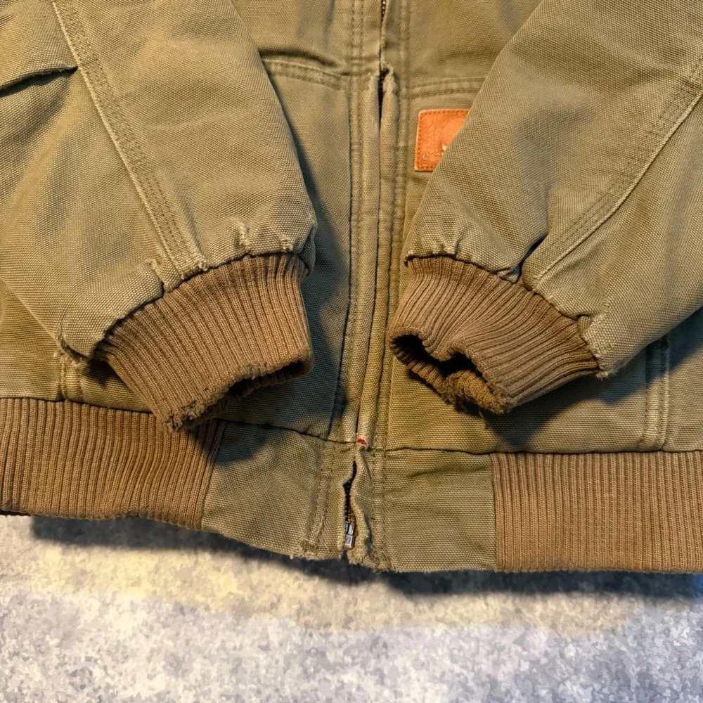 Carhartt Kids Size 6 Olive Green Canvas Quilt Lined Hooded Active Jacket Coat‎